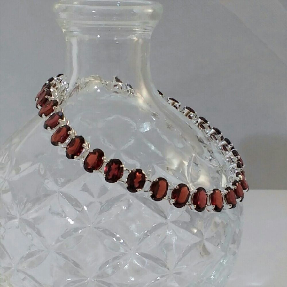 Garnet Bracelet 26 Carats tw Sterling Silver - Picture 3 of 4
